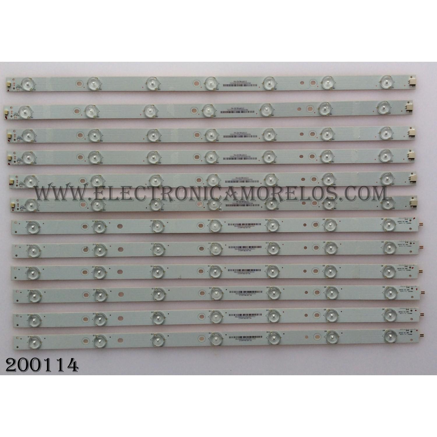 KIT DE LEDS ORIGINAL PARA TV VIZIO 12 PIEZAS / NUMERO DE PARTE 131210-WS-550-014-LAKERS-C8 / 131210-WS-550-014-LAKERS-C8-L / 131210-WS-550-014-LAKERS-C8-R / 5638005030 / 56.38005.030 / D812PHLBC67F7 / PANEL T550HVN03.2 / MODELO E550i-B2 LWZ2PPAQ